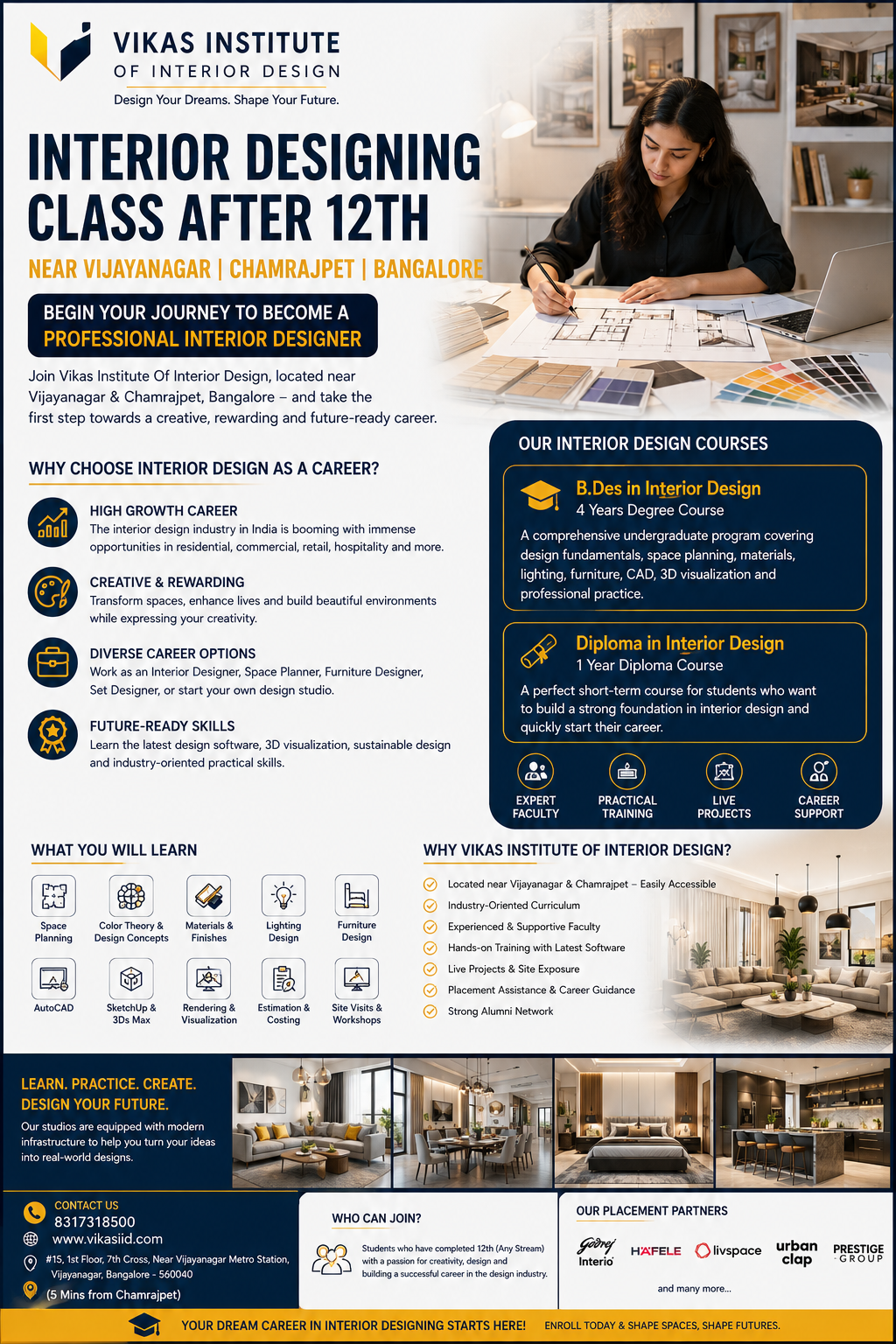 Interior Designing Class After 12th Near Vijayanagar | Chamrajpet | Bangalore