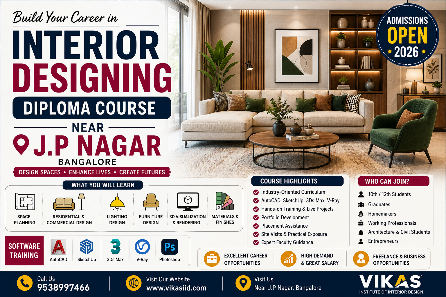 Diploma In Interior Designing Course Near J.P Nagar