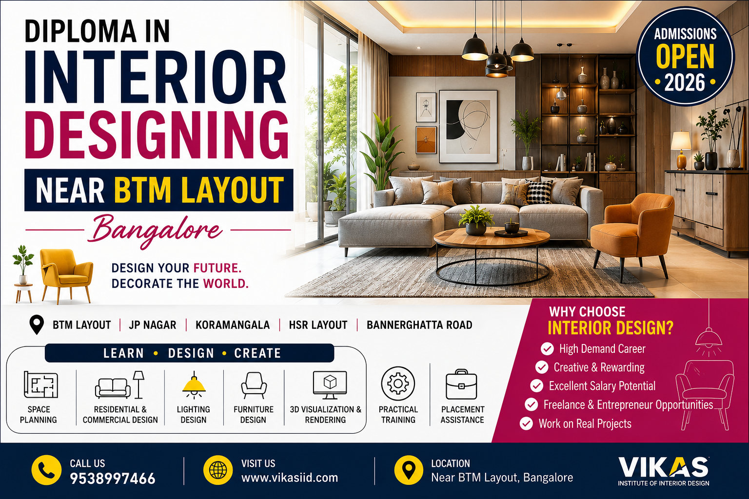 Diploma In Interior Designing Near BTM Layout
