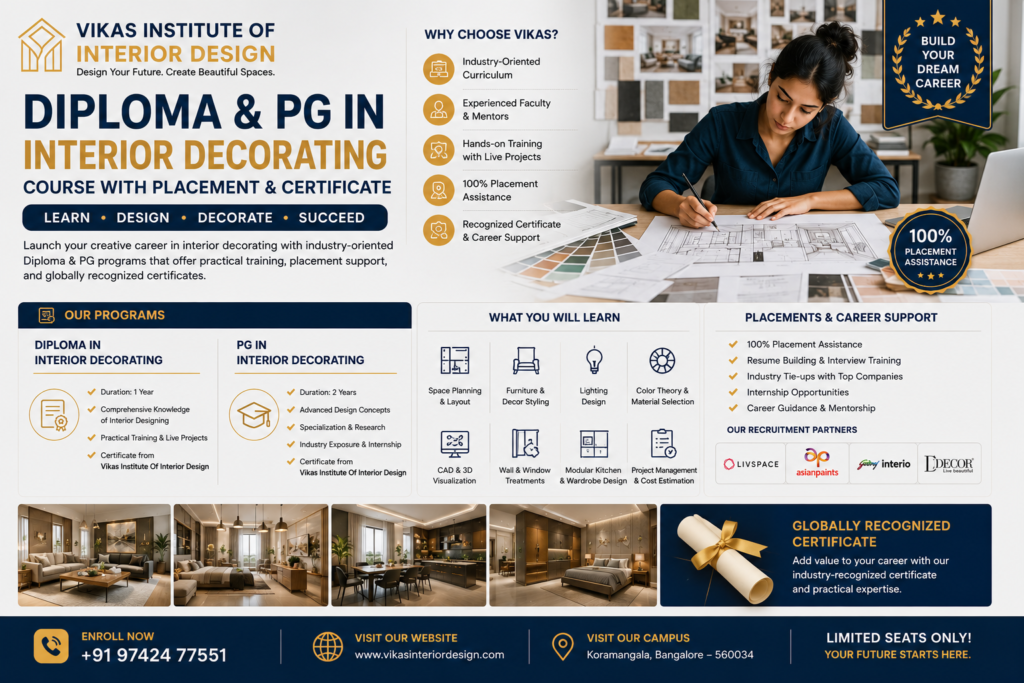 Diploma & PG In Interior Decorating Course With Placement & Certificate