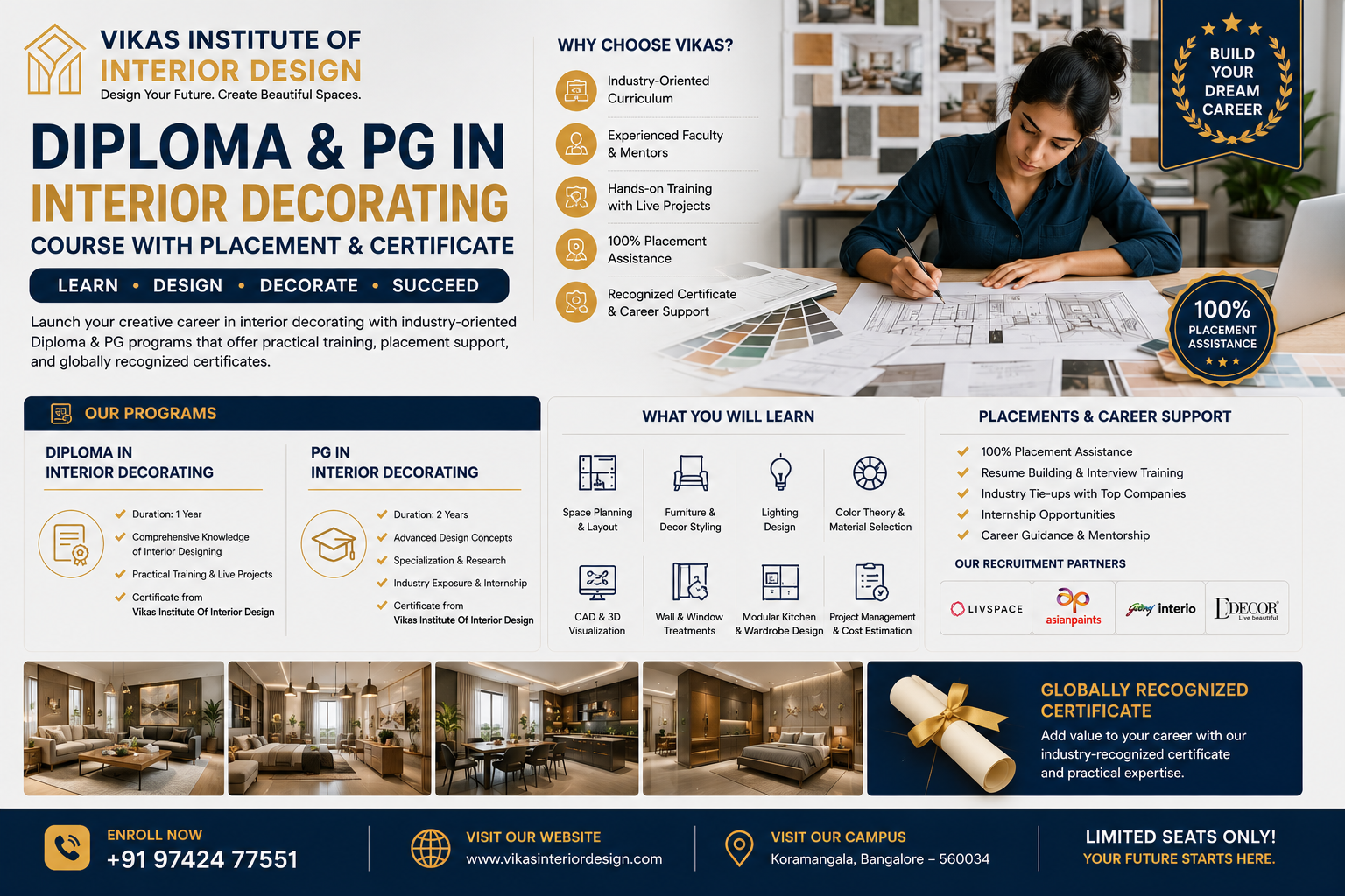 Diploma & PG In Interior Decorating Course With Placement & Certificate