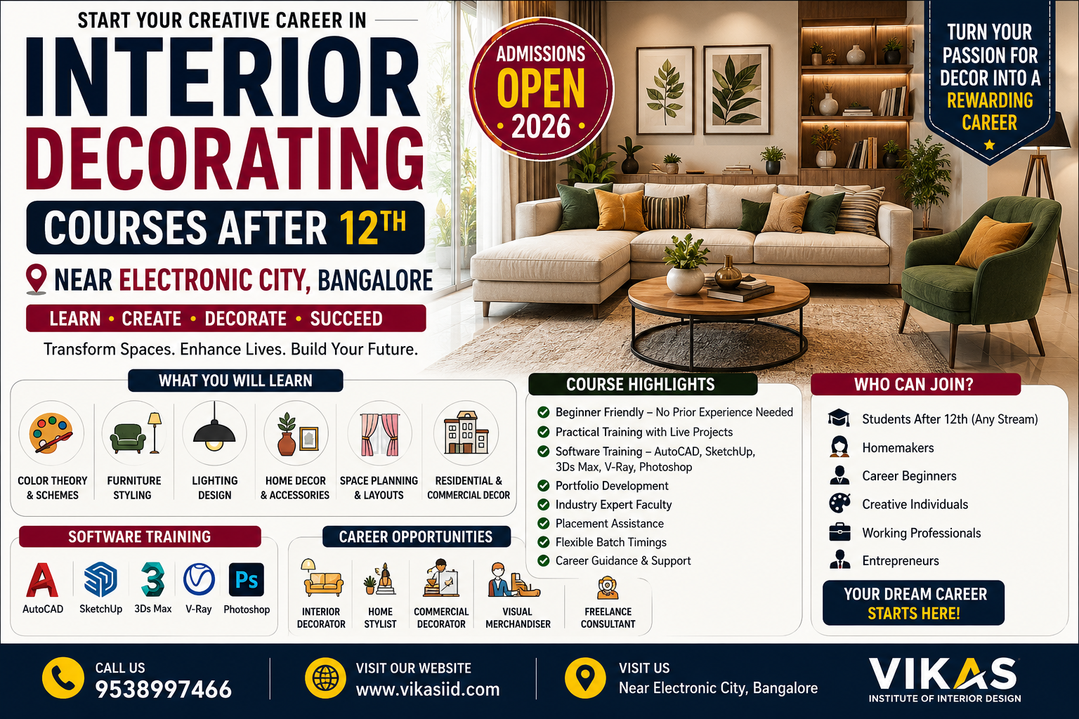 Interior Decorating Courses After 12th Near Electronic City