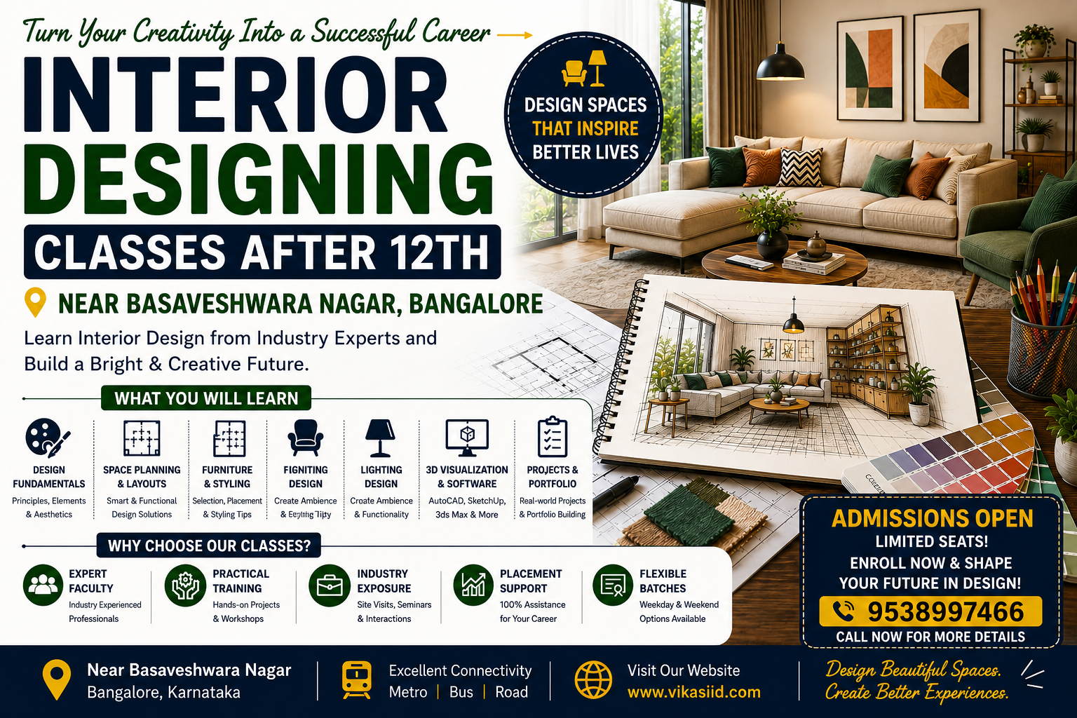 Interior Designing Classes After 12th Near Basaveshwara Nagar